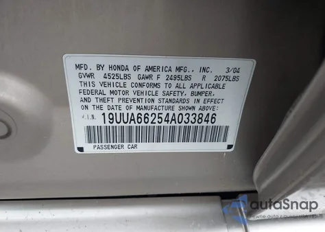 2004 Acura Tl z USA, uszkodzony, nr VIN 19UUA66254A033846